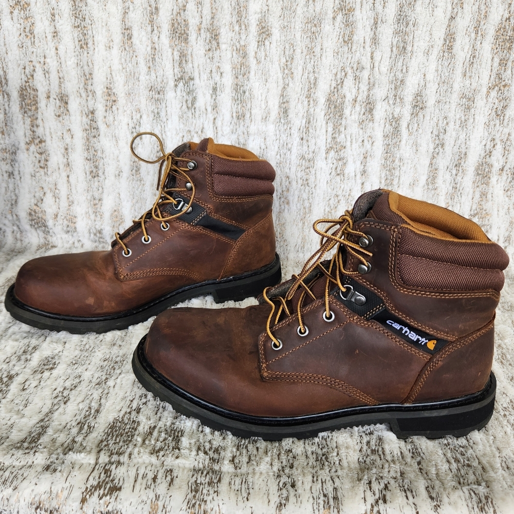 Carhartt "6-inch Soft Toe Work Boot" Oiled Leather Lace Up Brown, Men's Size 12W - Picture 6 of 13